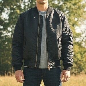 Air Force Flyers MA-1 Flight Jacket size Small Black Nylon Bomber Rothco USAF